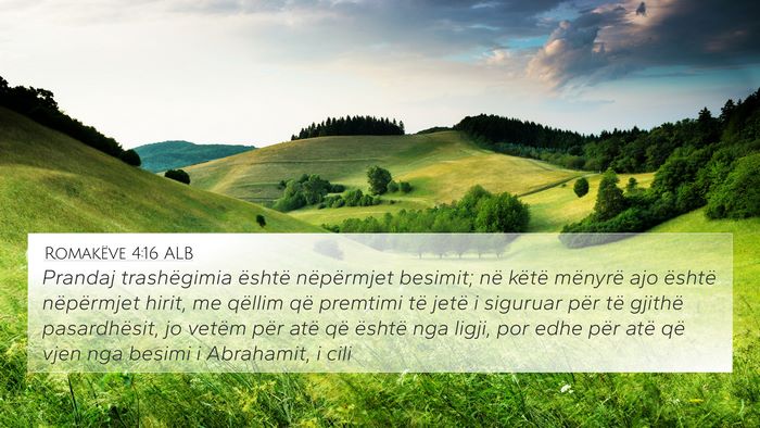 Romakëve 4:16 ALB Bible Verse Image