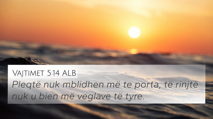 Vajtimet 5:14 ALB 4K Wallpaper - Pleqtë nuk mblidhen më te porta, të rinjtë - 4K Wallpaper Bible Verse