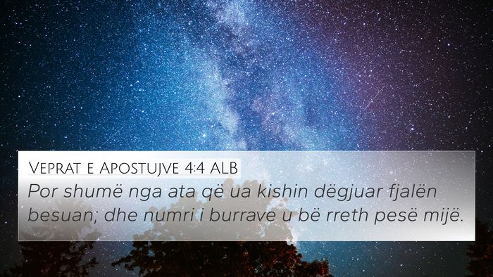 Veprat e Apostujve 4:4 ALB Bible Verse Image