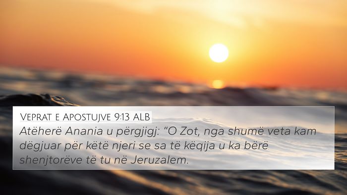 Veprat e Apostujve 9:13 ALB Bible Verse Image