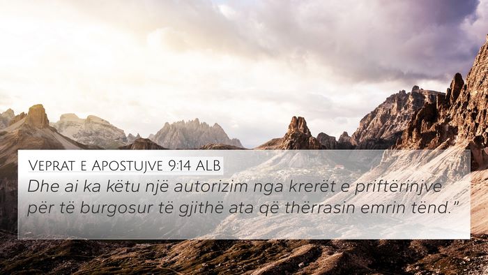 Veprat e Apostujve 9:14 ALB Bible Verse Image
