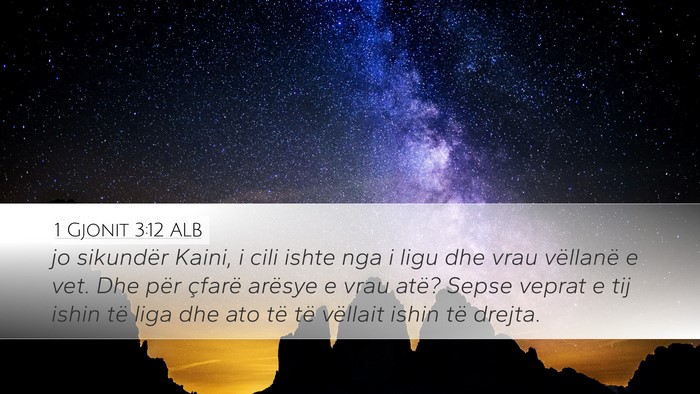 1 Gjonit 3:12 ALB Bible Verse Image