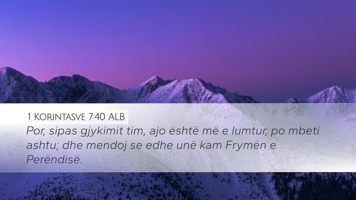 1 Korintasve 7:40 ALB Bible Verse Image