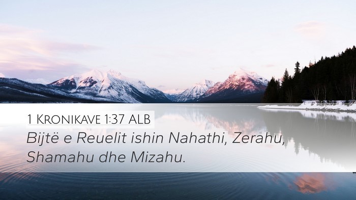 1 Kronikave 1:37 ALB Desktop Wallpaper - Bijtë e Reuelit ishin Nahathi, Zerahu, Shamahu - Desktop Bible Verse Wallpaper