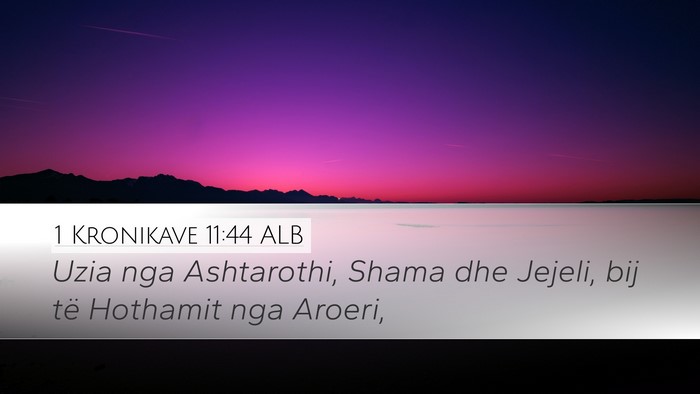 1 Kronikave 11:44 ALB Desktop Wallpaper - Uzia nga Ashtarothi, Shama dhe Jejeli, bij të - Desktop Bible Verse Wallpaper