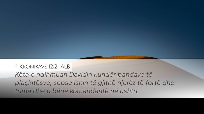 1 Kronikave 12:21 ALB Desktop Wallpaper - Këta e ndihmuan Davidin kundër bandave të - Desktop Bible Verse Wallpaper