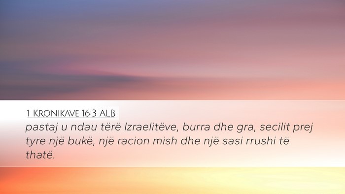 1 Kronikave 16:3 ALB Bible Verse Image