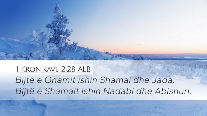 1 Kronikave 2:28 ALB Desktop Wallpaper - Bijtë e Onamit ishin Shamai dhe Jada. Bijtë e - Desktop Bible Verse Wallpaper