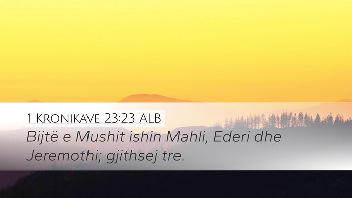 1 Kronikave 23:23 ALB Desktop Wallpaper - Bijtë e Mushit ishin Mahli, Ederi dhe Jeremothi; - Desktop Bible Verse Wallpaper