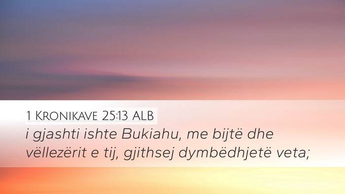 1 Kronikave 25:13 ALB Desktop Wallpaper - i gjashti ishte Bukiahu, me bijtë dhe - Desktop Bible Verse Wallpaper