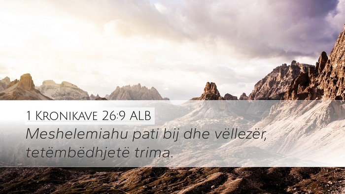 1 Kronikave 26:9 ALB Desktop Wallpaper - Meshelemiahu pati bij dhe vëllezër, - Desktop Bible Verse Wallpaper