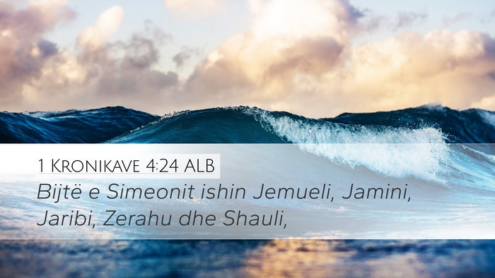 1 Kronikave 4:24 ALB Desktop Wallpaper - Bijtë e Simeonit ishin Jemueli, Jamini, Jaribi, - Desktop Bible Verse Wallpaper
