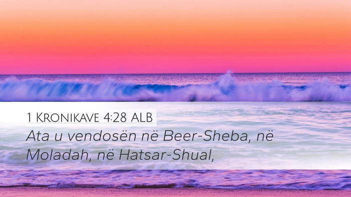 1 Kronikave 4:28 ALB Desktop Wallpaper - Ata u vendosën në Beer-Sheba, në Moladah, në - Desktop Bible Verse Wallpaper