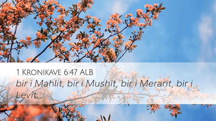 1 Kronikave 6:47 ALB Desktop Wallpaper - bir i Mahlit, bir i Mushit, bir i Merarit, bir i - Desktop Bible Verse Wallpaper