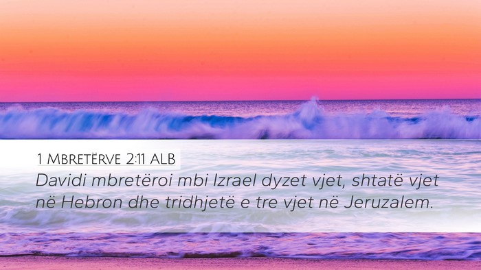 1 Mbretërve 2:11 ALB Desktop Wallpaper - Davidi mbretëroi mbi Izrael dyzet vjet, shtatë - Desktop Bible Verse Wallpaper