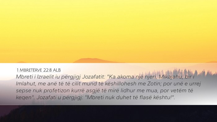 1 Mbretërve 22:8 ALB Bible Verse Image