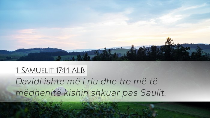 1 Samuelit 17:14 ALB Desktop Wallpaper - Davidi ishte më i riu dhe tre më të - Desktop Bible Verse Wallpaper