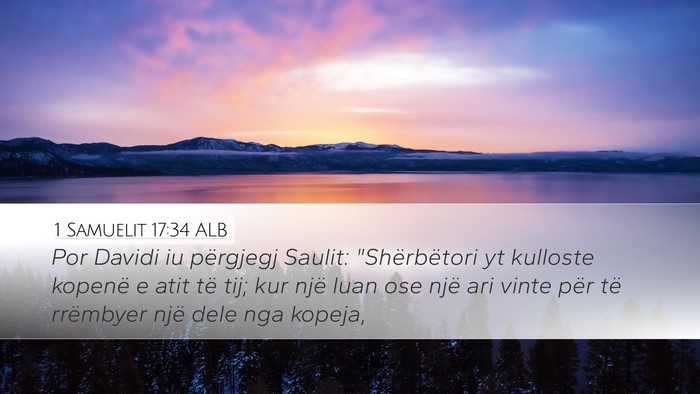 1 Samuelit 17:34 ALB Bible Verse Image