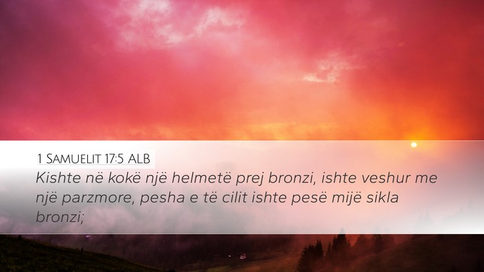 1 Samuelit 17:5 ALB Desktop Wallpaper - Kishte në kokë një helmetë prej bronzi, ishte - Desktop Bible Verse Wallpaper