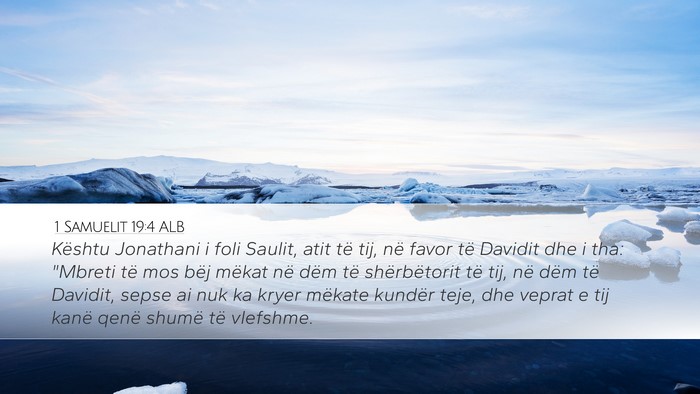 1 Samuelit 19:4 ALB Bible Verse Image