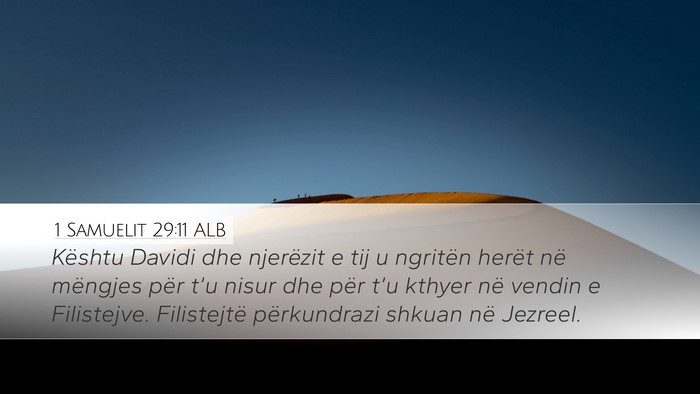 1 Samuelit 29:11 ALB Bible Verse Image
