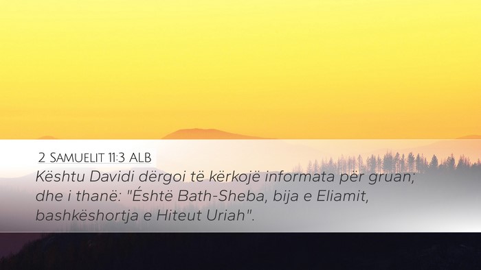 2 Samuelit 11:3 ALB Desktop Wallpaper - Kështu Davidi dërgoi të kërkojë informata - Desktop Bible Verse Wallpaper