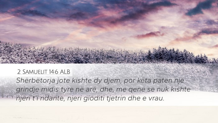 2 Samuelit 14:6 ALB Desktop Wallpaper - Shërbëtorja jote kishte dy djem, por këta - Desktop Bible Verse Wallpaper