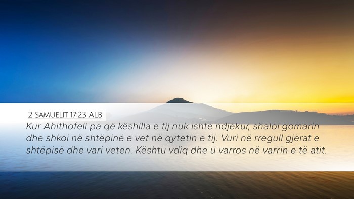 2 Samuelit 17:23 ALB Bible Verse Image