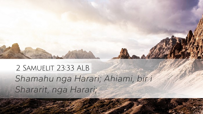 2 Samuelit 23:33 ALB Bible Verse Image