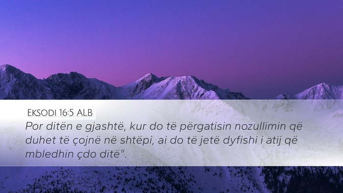 Eksodi 16:5 ALB Desktop Wallpaper - Por ditën e gjashtë, kur do të përgatisin - Desktop Bible Verse Wallpaper