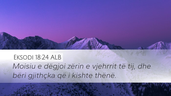 Eksodi 18:24 ALB Desktop Wallpaper - Moisiu e dëgjoi zërin e vjehrrit të tij, dhe - Desktop Bible Verse Wallpaper