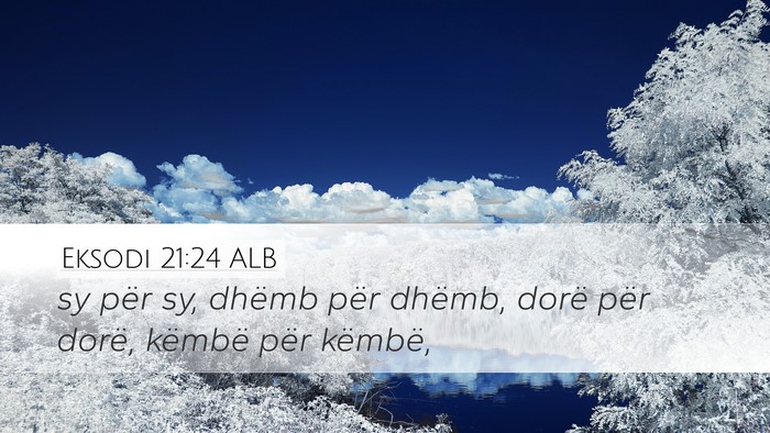 Eksodi 21:24 ALB Desktop Wallpaper - sy për sy, dhëmb për dhëmb, dorë për dorë, - Desktop Bible Verse Wallpaper