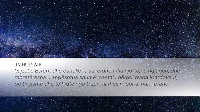Ester 4:4 ALB Desktop Wallpaper - Vajzat e Esterit dhe eunukët e saj erdhën - Desktop Bible Verse Wallpaper