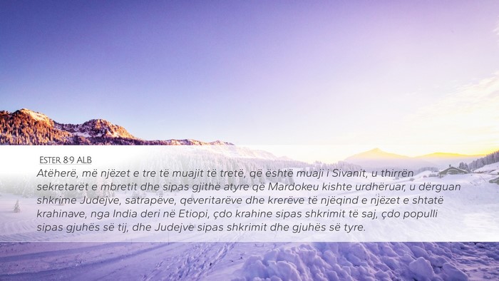 Ester 8:9 ALB Bible Verse Image