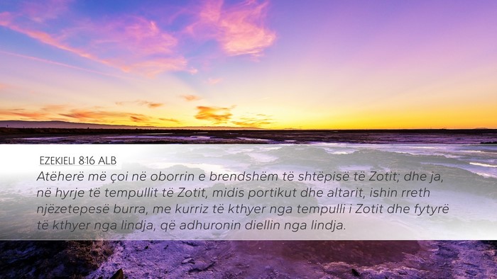 Ezekieli 8:16 ALB Bible Verse Image
