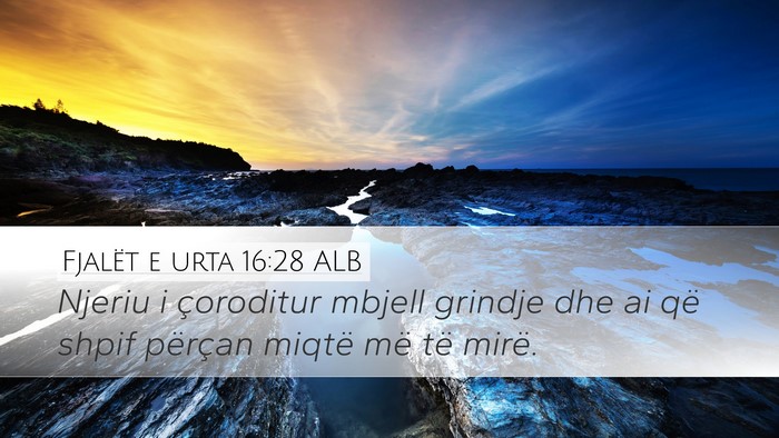 Fjalët e urta 16:28 ALB Bible Verse Image
