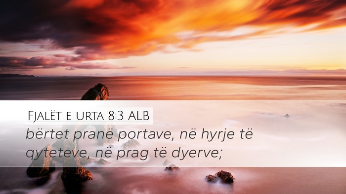Fjalët e urta 8:3 ALB Desktop Wallpaper - bërtet pranë portave, në hyrje të qyteteve, - Desktop Bible Verse Wallpaper