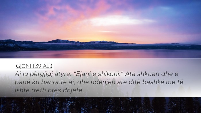 Gjoni 1:39 ALB Desktop Wallpaper - Ai iu përgjigj atyre: “Ejani e shikoni.” Ata - Desktop Bible Verse Wallpaper