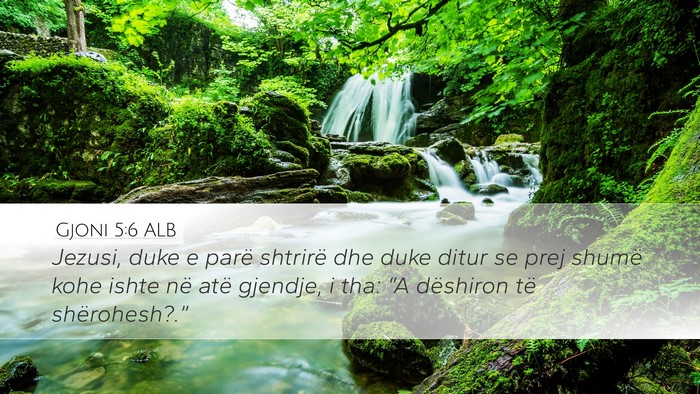 Gjoni 5:6 ALB Desktop Wallpaper - Jezusi, duke e parë shtrirë dhe duke ditur se - Desktop Bible Verse Wallpaper