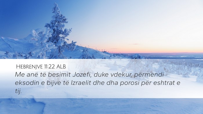Hebrenjve 11:22 ALB Desktop Wallpaper - Me anë të besimit Jozefi, duke vdekur, - Desktop Bible Verse Wallpaper