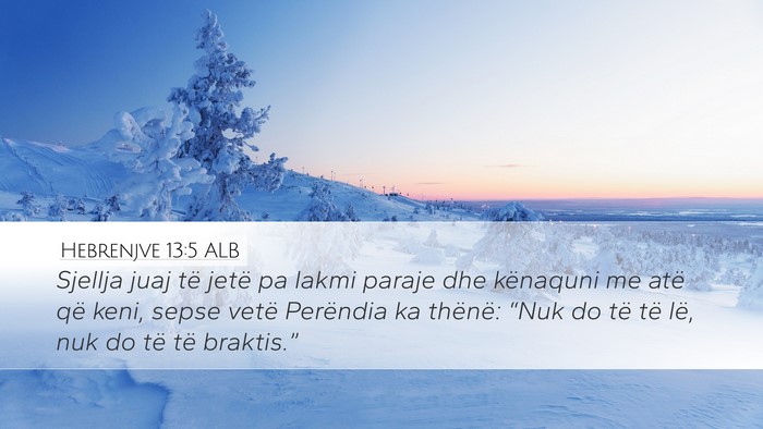 Hebrenjve 13:5 ALB Bible Verse Image