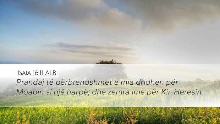 Isaia 16:11 ALB Bible Verse Image