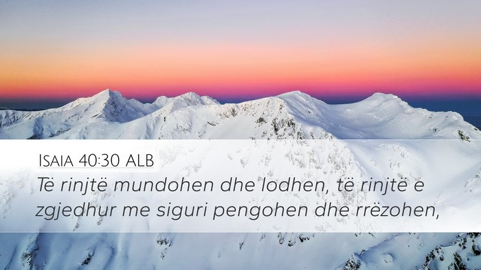 Isaia 40:30 ALB Bible Verse Image