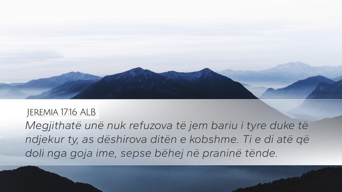 Jeremia 17:16 ALB Bible Verse Image