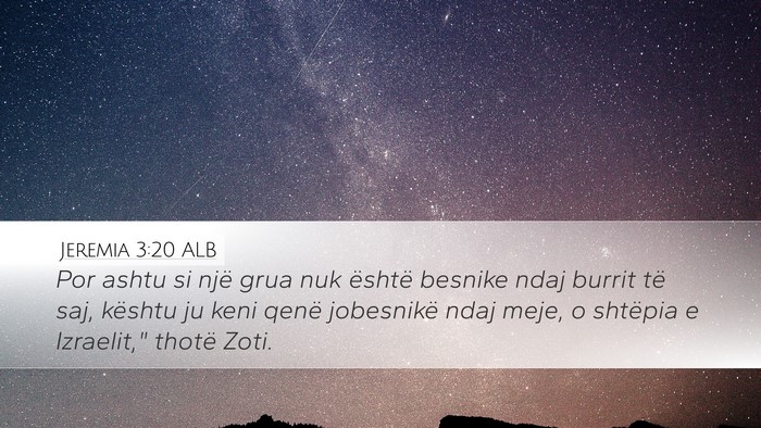 Jeremia 3:20 ALB Bible Verse Image