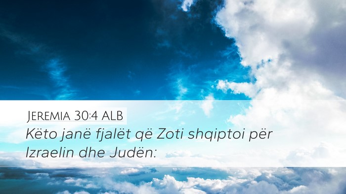 Jeremia 30:4 ALB Desktop Wallpaper - Këto janë fjalët që Zoti shqiptoi për - Desktop Bible Verse Wallpaper