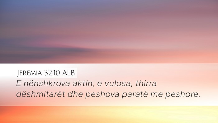 Jeremia 32:10 ALB Bible Verse Image