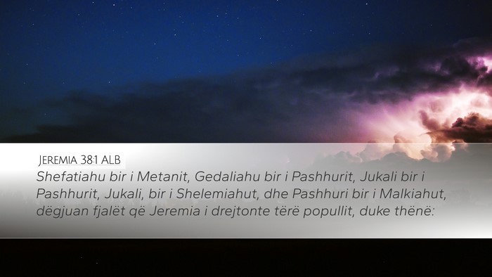 Jeremia 38:1 ALB Bible Verse Image