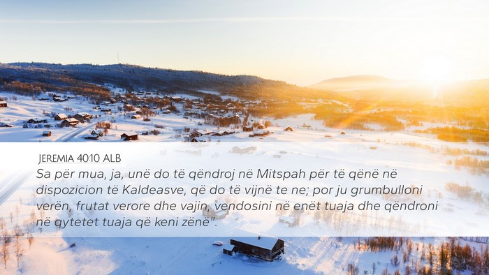 Jeremia 40:10 ALB Bible Verse Image