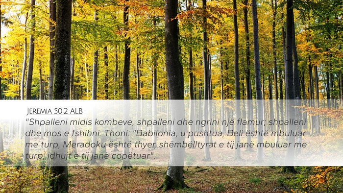 Jeremia 50:2 ALB Bible Verse Image